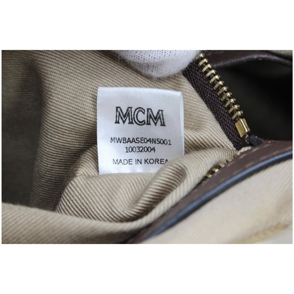 MCM Visetos Essential Leather Boston Bag Chocolate Brown