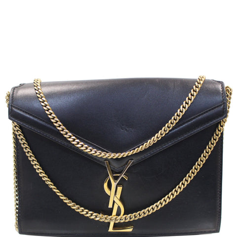 YVES SAINT LAURENT Cassandra Medium Monogram Clasp Shoulder Bag Black