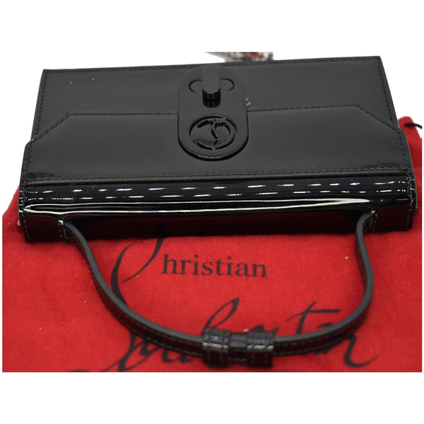 CHRISTIAN LOUBOUTIN Elisa Baguette Patent Leather Clutch Bag Black