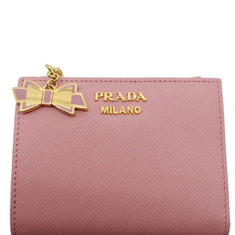 PRADA Small Saffiano Leather Wallet Pink