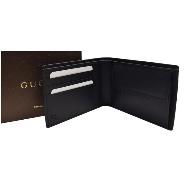 GUCCI Micro Guccissima Large Bi-fold Leather Wallet Black 292534