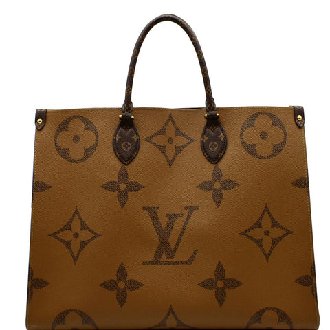 LOUIS VUITTON Onthego GM Giant Monogram Canvas Tote Shoulder Bag Brown