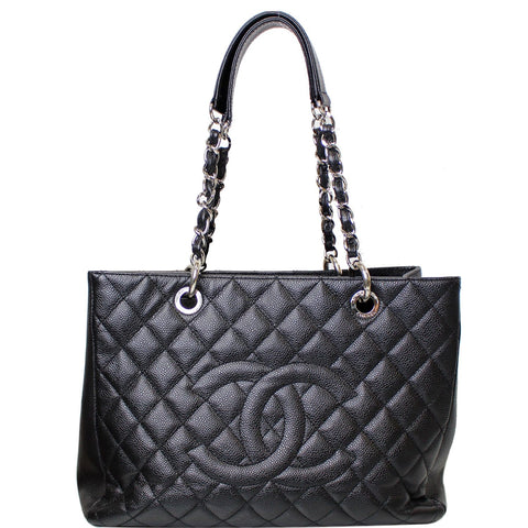 CHANEL Grand Shopping Caviar Leather Tote Bag Black