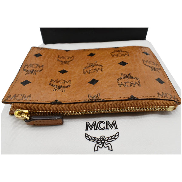 MCM Key Pouch Visetos Monogram Canvas Wallet Cognac
