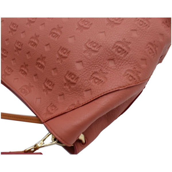 MCM Klara Medium Monogram Leather Hobo Bag Cocoa