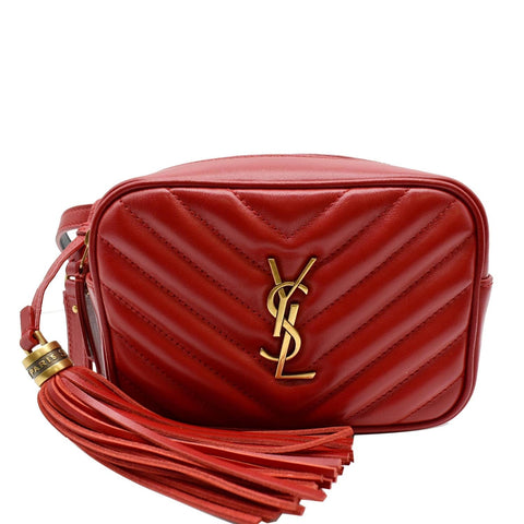 YVES SAINT LAURENT Lou Chevron Leather Belt Bag Red - 10% OFF