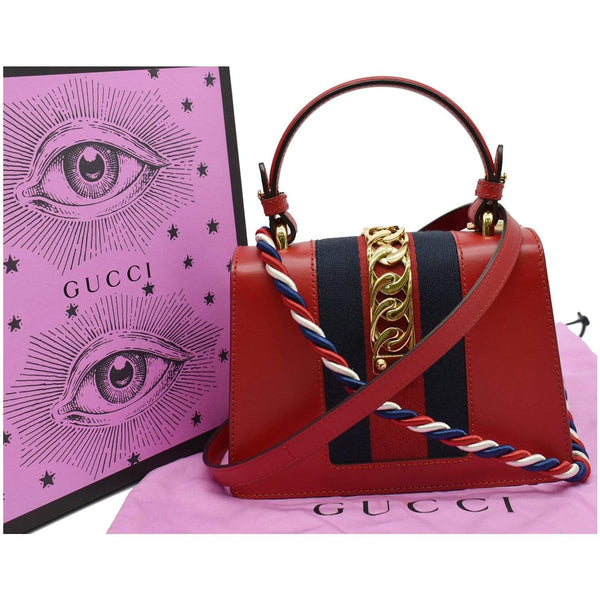 Gucci Sylvie Mini Leather Crossbody Bag - red preview