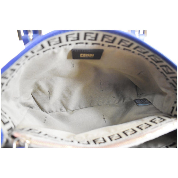 FENDI Zucchino Print Canvas Leather Tote Bag Blue/Brown