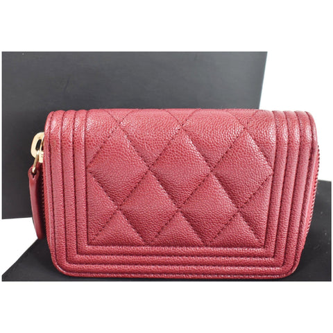 Chanel Boy Zip Around Caviar Coin Purse Wallet