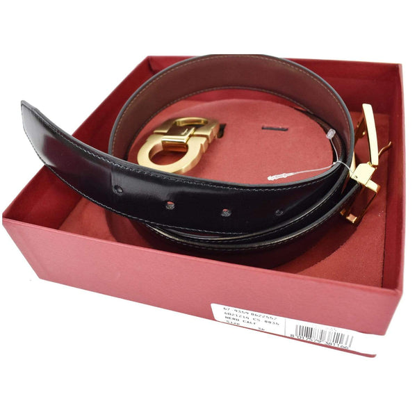SALVATORE FERRAGAMO Gancini Buckle Reversible Belt Black Size 36