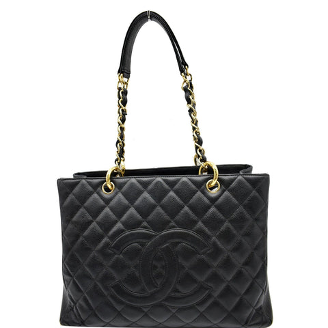 CHANEL Grand Shopping GST Caviar Leather Tote Bag Black