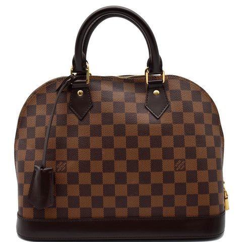 LOUIS VUITTON Alma Damier Ebene Satchel Bag Brown