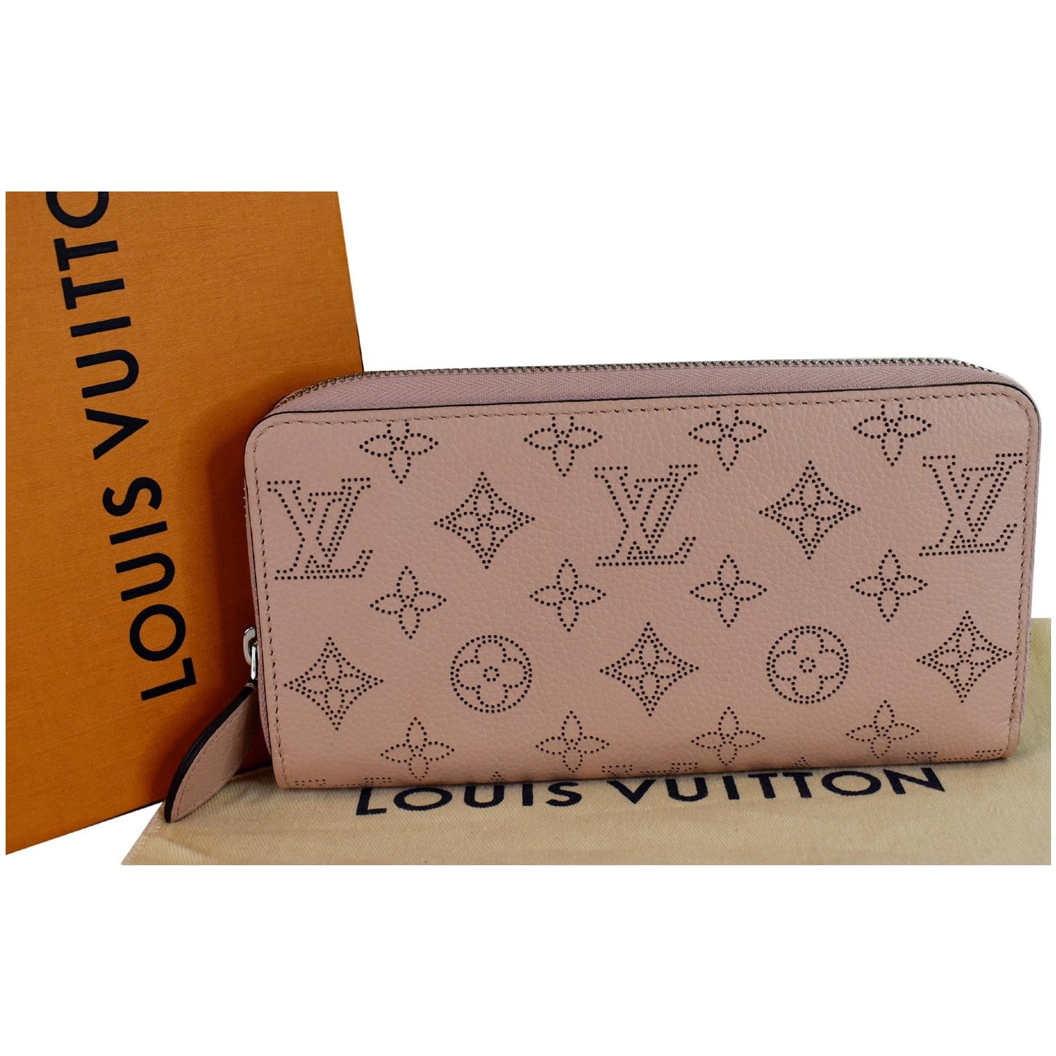 LOUIS VUITTON Zippy Wallet Monogram Mahina Leather M80555 Snow (White)