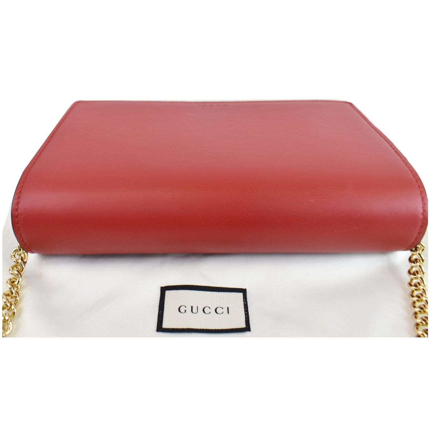 Gucci GG Supreme Chain Wallet Clutch Bag Red For Women