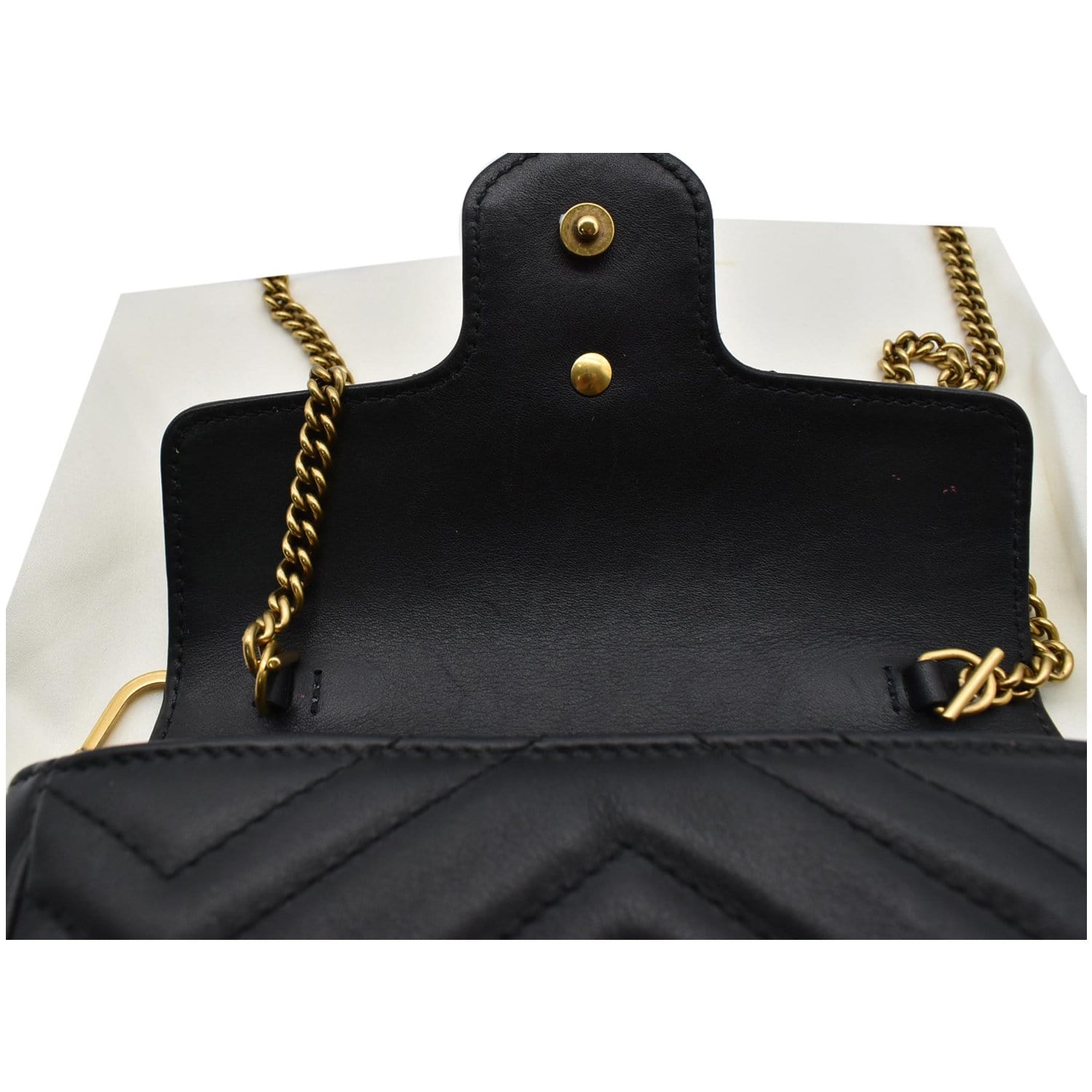 GUCCI GG Marmont Super Mini Leather Crossbody Bag Black 476433