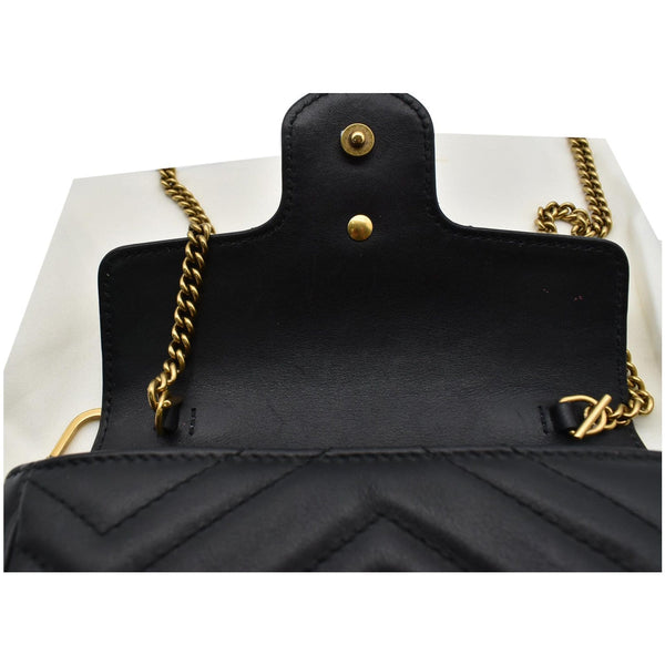 GUCCI GG Marmont Super Mini Leather Crossbody Bag Black 476433