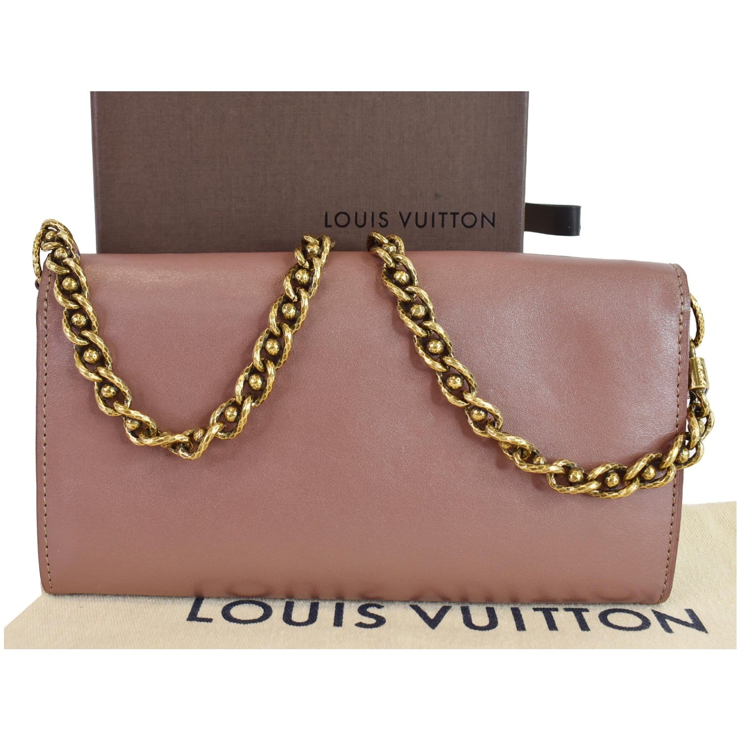 Louis Vuitton Pink Calfskin Leather Chain Louise GM Bag