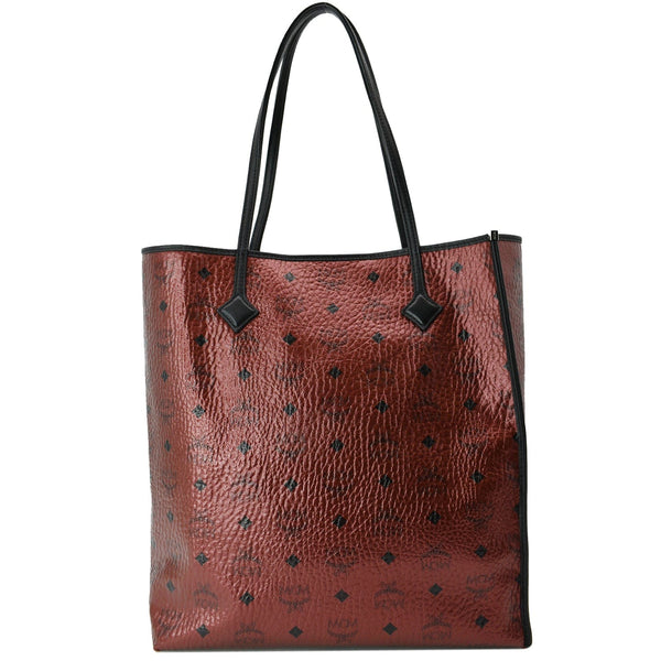 MCM Kira Metallic Medium Coated Canvas Shopping Tote Bag Red