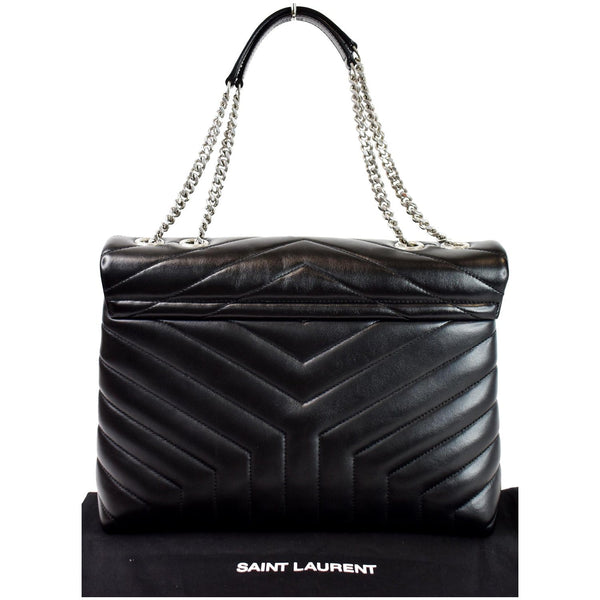 YVES SAINT LAURENT Medium Loulou Calfskin Matelasse Chain Shoulder Bag Black