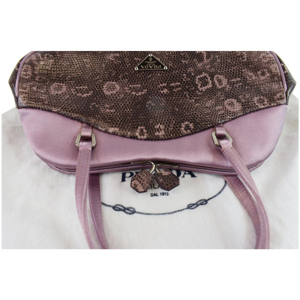 PRADA Sera Lizard Skin Satchel Bag Purple