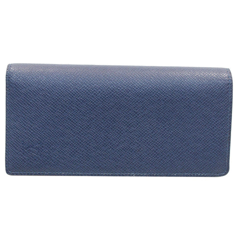 LOUIS VUITTON Brazza Taiga Leather Bifold Wallet Blue
