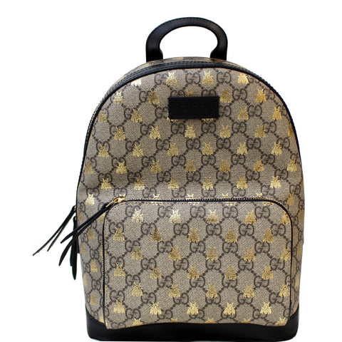 GUCCI Bees Small Day GG Supreme Monogram Backpack Bag Beige 427042