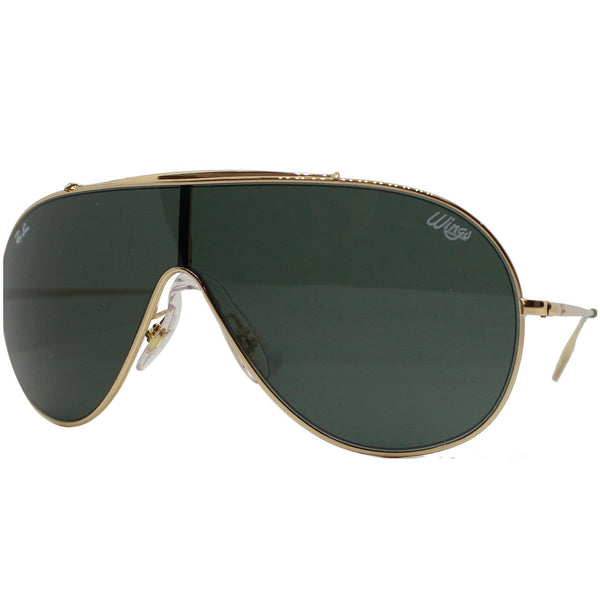 RAY-BAN RB3597 9050/71 Wings Gold Sunglasses Dark Green Lens