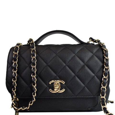 CHANEL Business Affinity Medium Flap Caviar Quilted Shoulder Bag Black