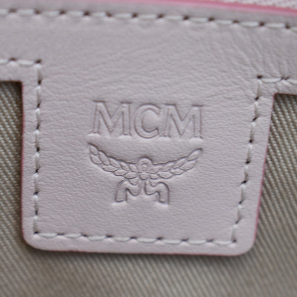 MCM Mini Aren Half Moon Floral Canvas Tote Bag Pink