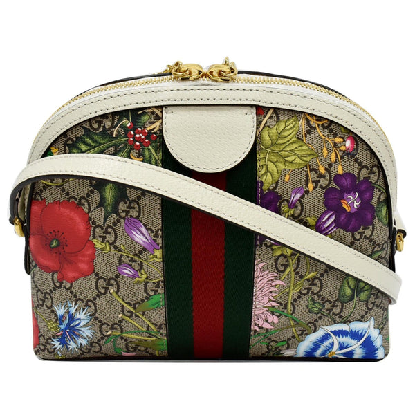 GUCCI Ophidia Flora Small Supreme Canvas Shoulder Bag Beige 499621