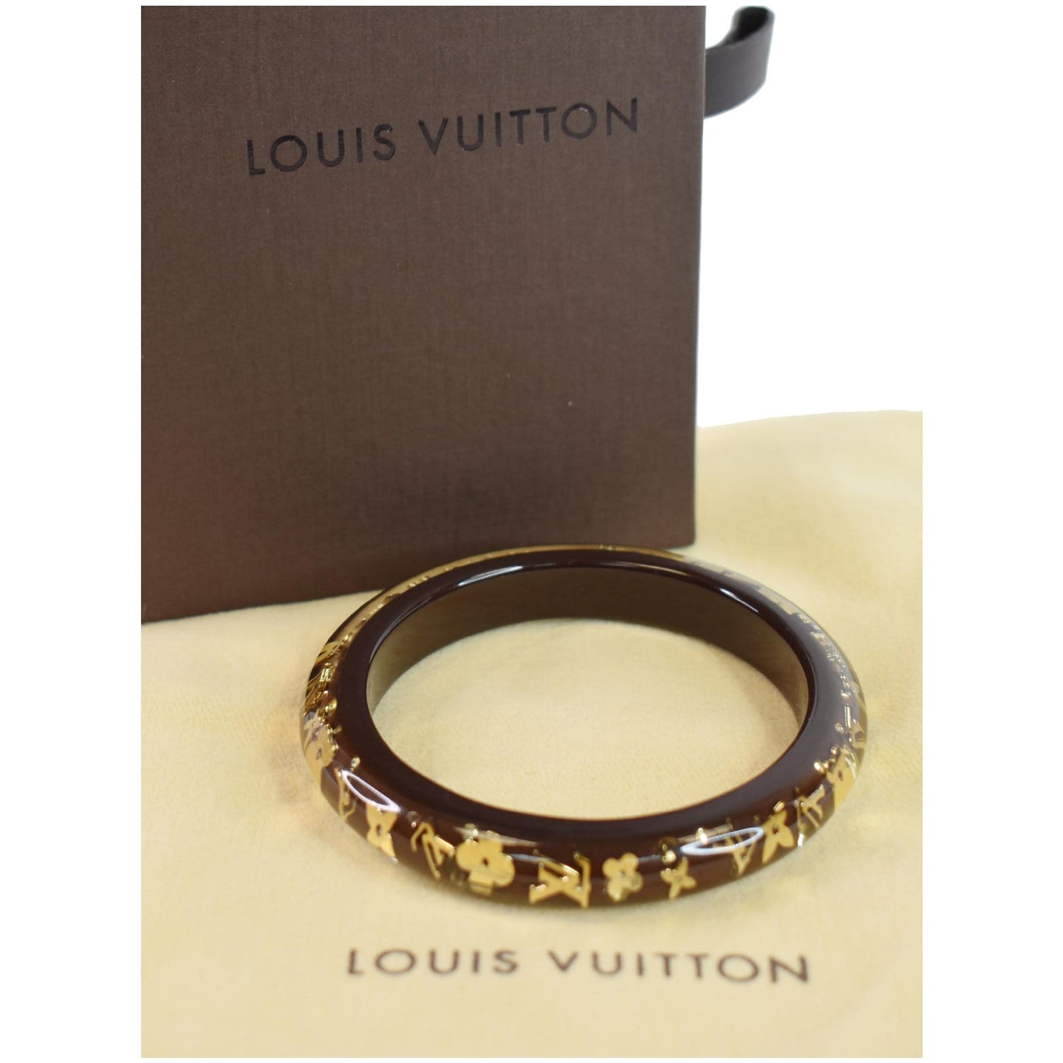 LV Louis Vuitton Monogram Inclusion Bangle Bracelet Plastic