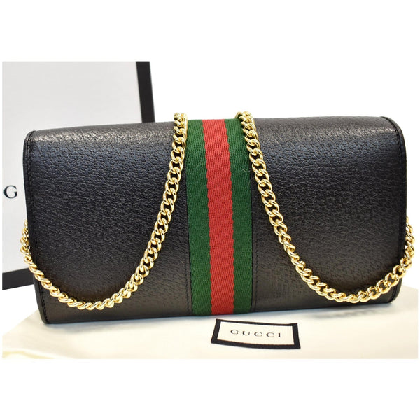 GUCCI Ophidia GG Web Leather Wallet On Chain Bag Black 546592