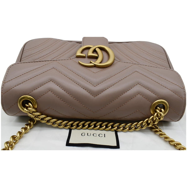 GUCCI GG Marmont Small Matelasse Leather Crossbody Bag Nude 443497