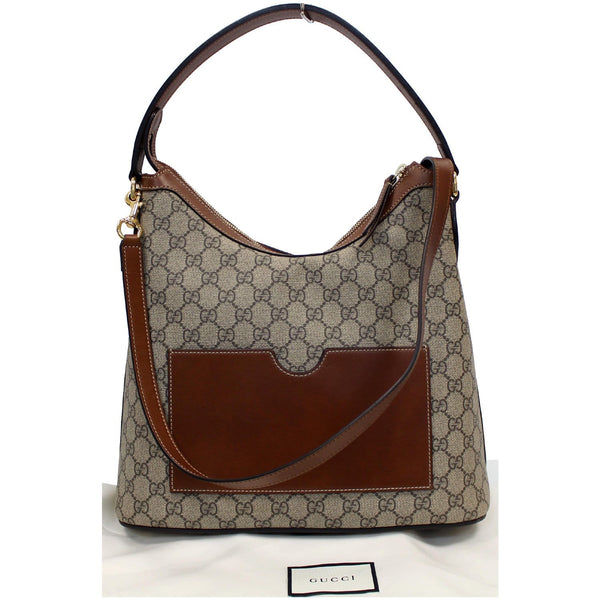 Gucci Linea A Supreme Coated Canvas Hobo Bag front view