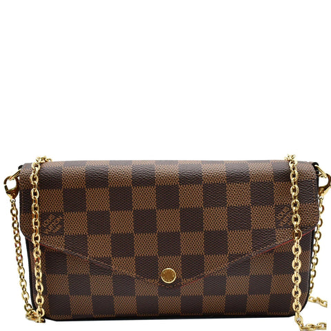 LOUIS VUITTON Pochette Felicie Monogram Canvas Crossbody Bag Brown
