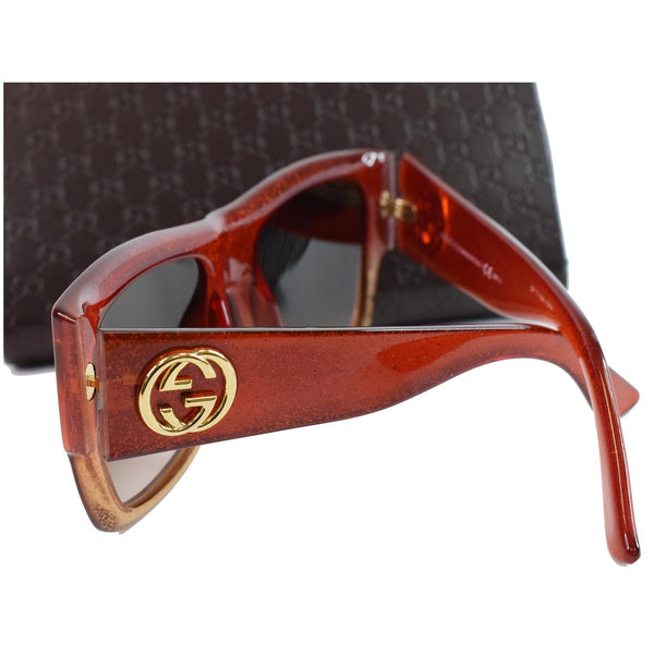 GUCCI Square Glitter Red Yellow / Grey Gradient Lens Sunglasses GG3817/S