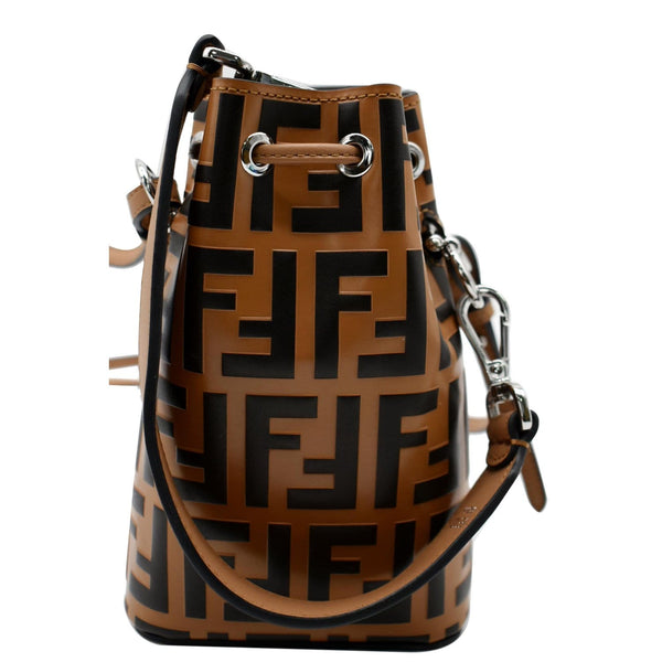 FENDI Mon Tresor Leather Bucket Crossbody Bag Brown