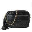 CHANEL Vintage Lambskin Leather Camera Shoulder Bag Black