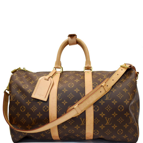 LOUIS VUITTON Keepall 45 Bandouliere Monogram Canvas Travel Bag Brown