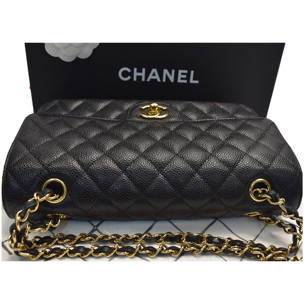 CHANEL Medium Double Flap CC Caviar Leather Shoulder Bag Black