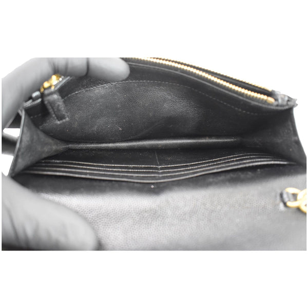 YVES SAINT LAURENT Envelope Monogram Leather Crossbody Chain Wallet Black