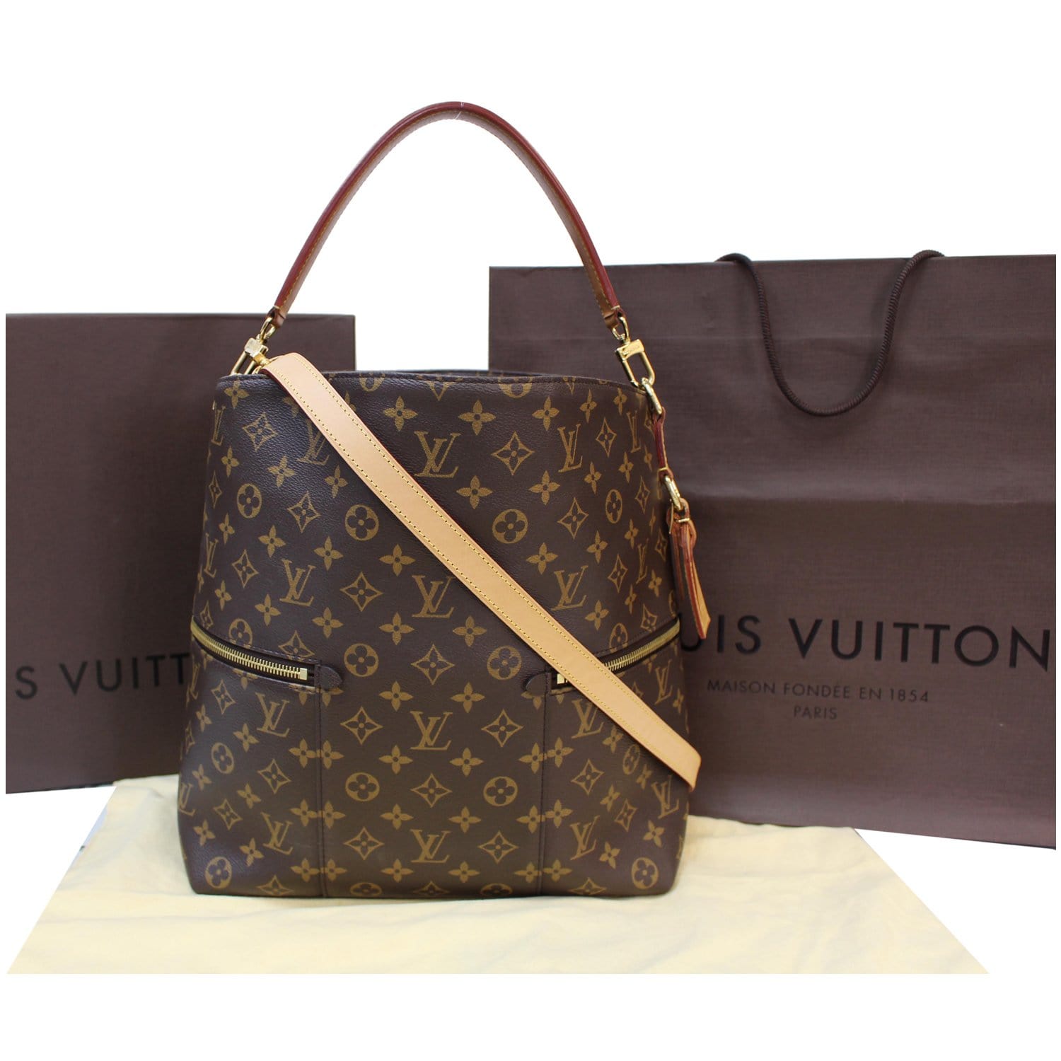 Louis Vuitton Monogram Canvas Melie Tote Shoulder Bag Brown Cloth  ref.998761 - Joli Closet