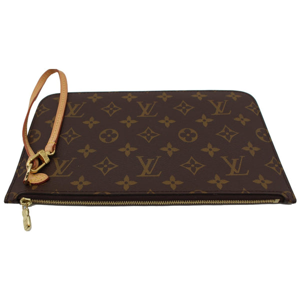 LOUIS VUITTON Neverfull Monogram Canvas Pochette Wristlet Pouch Brown