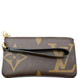 LOUIS VUITTON Trio Rectangle Giant Monogram Reverse Wristlet Pouch Brown