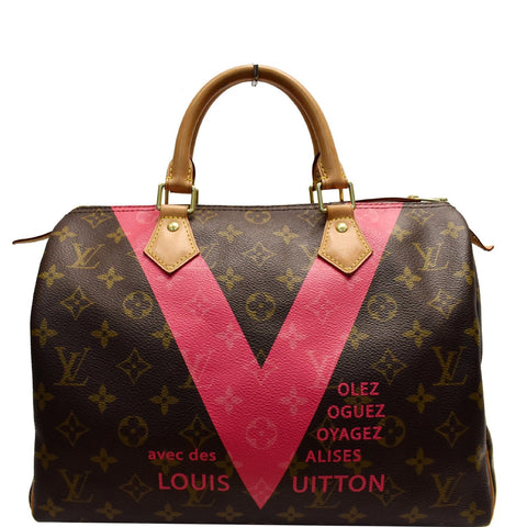 LOUIS VUITTON V Speedy 30 Grenade Monogram Satchel Bag Brown