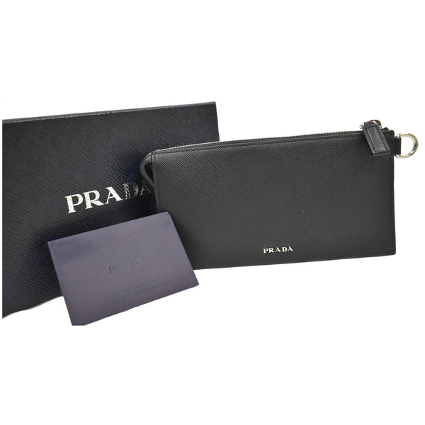 Prada Saffiano Leather Phone Pouch Bag Black -PRADA Pouch