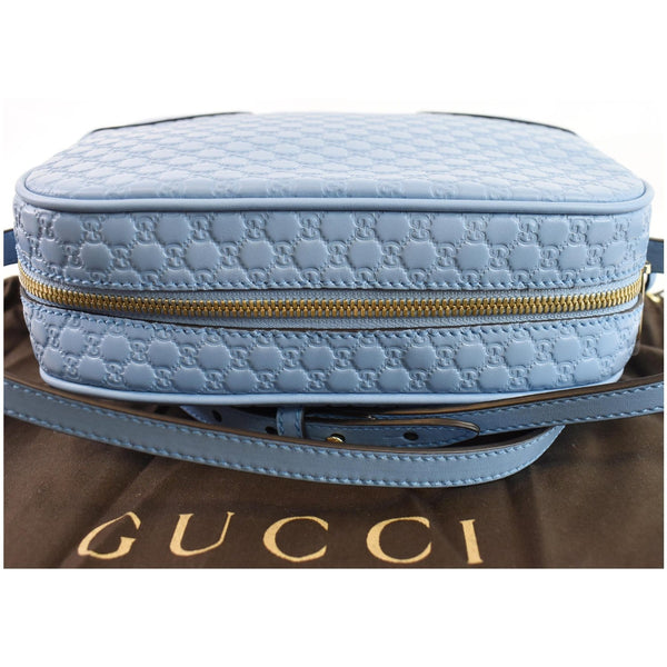 GUCCI Bree Micro GG Guccissima Leather Crossbody Bag Light Blue 449413