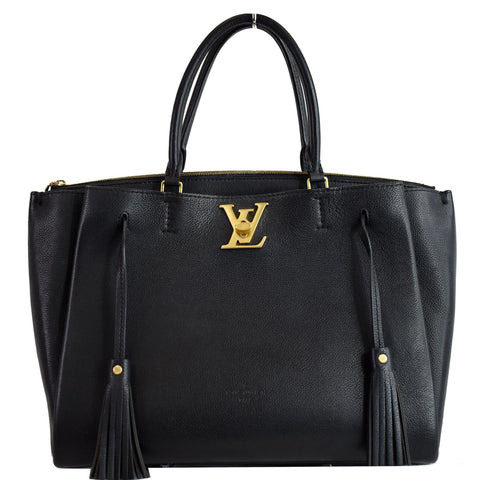 LOUIS VUITTON Lockmeto Calfskin Leather Tote Bag Black - 20% OFF
