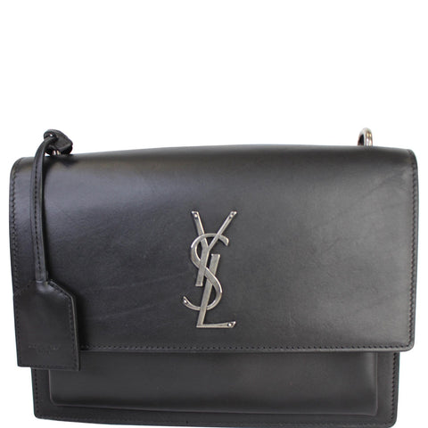YVES SAINT LAURENT Monogram Sunset Medium Braided Shoulder Bag Black