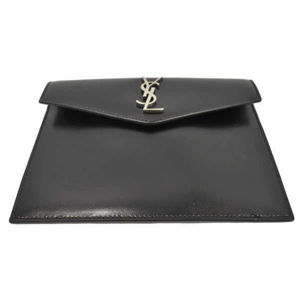 YVES SAINT LAURENT Uptown Large Envelope Leather Pouch Black